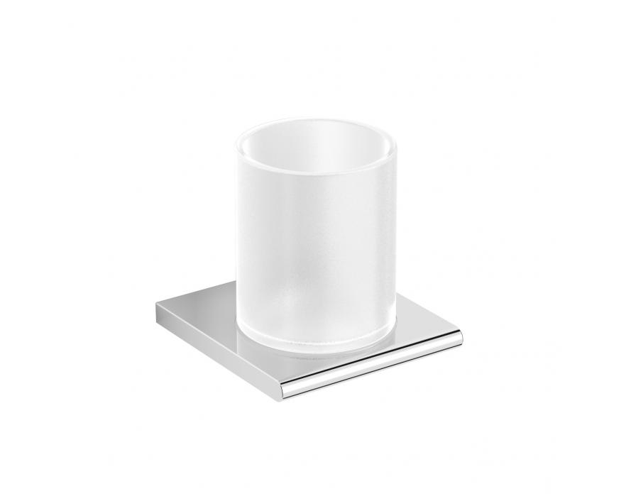 Porte-verre avec verre chrome/verre laiteux