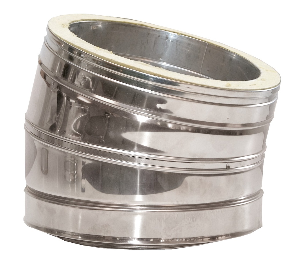 Inox (RVS) bocht 15° dubbelwandig