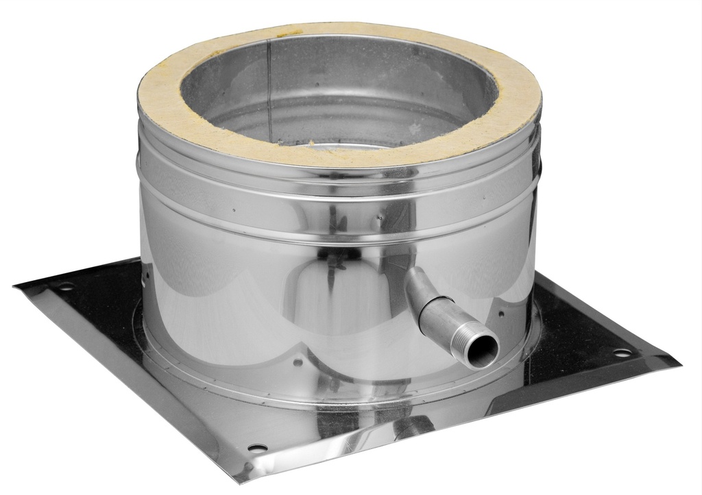 Inox (RVS) vloerverankering met afloop dubbelwandig