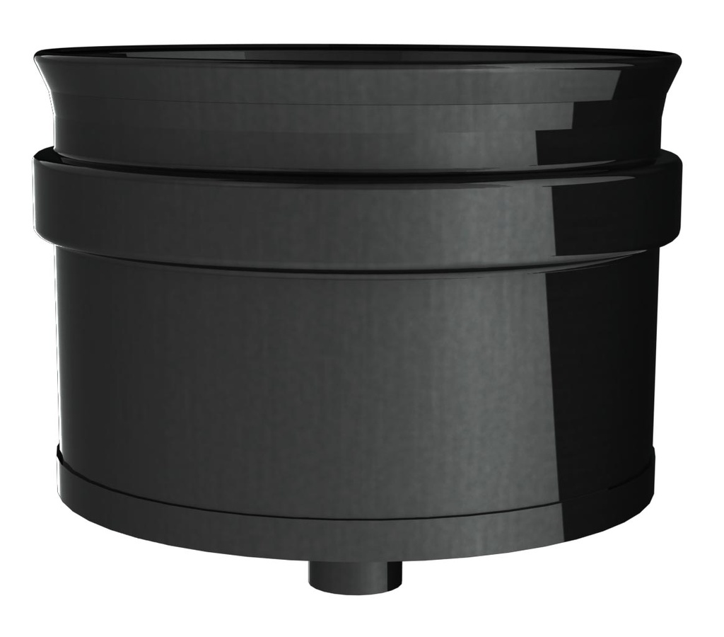 Inox (RVS) dop met afloop enkelwandig pellets black