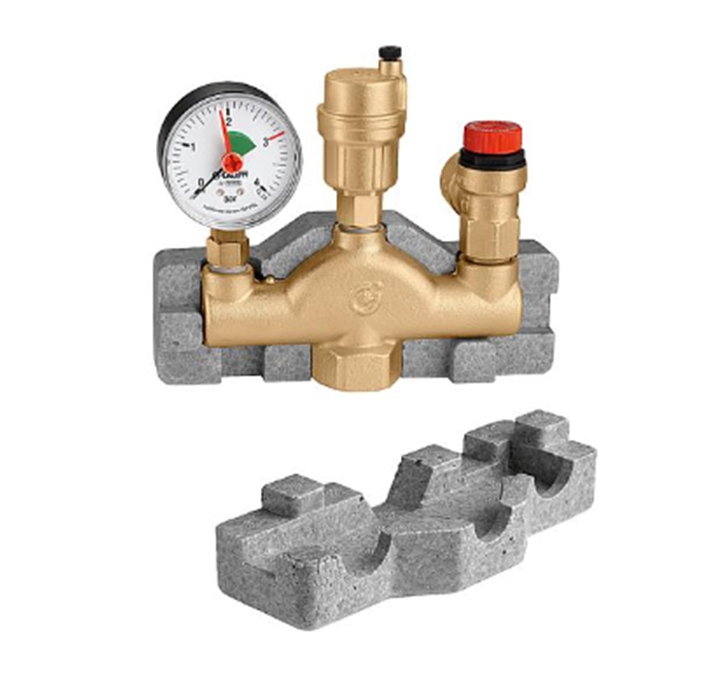 Messing veiligheidsgroep cvolledig met isolatie - veiligheidsklep 3 bar