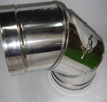 Inox (RVS) bocht met kijkluik 87° dubbelwandig