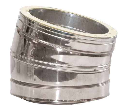 Inox (RVS) bocht 15° dubbelwandig