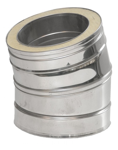 Inox (RVS) bocht 30° dubbelwandig 