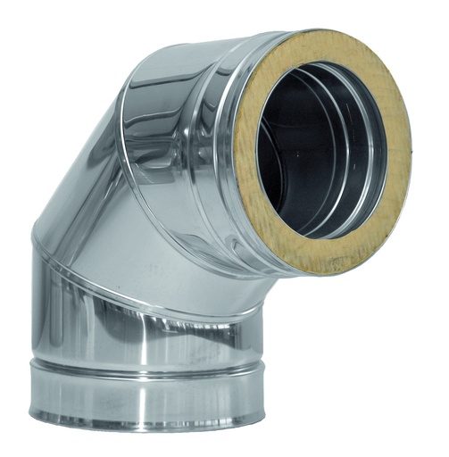 Inox (RVS) bocht 90° dubbelwandig 