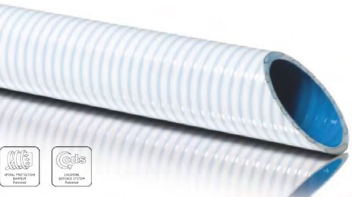Chloorbestendige wit/blauwe PVC-buis op rol