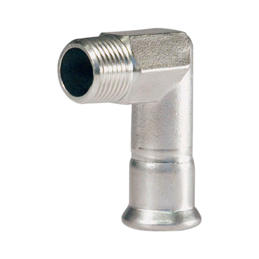 Kniekoppeling 90° conische buitendraad (R) x press (m-type) 