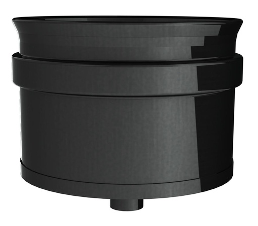 Inox (RVS) dop met afloop enkelwandig pellets black