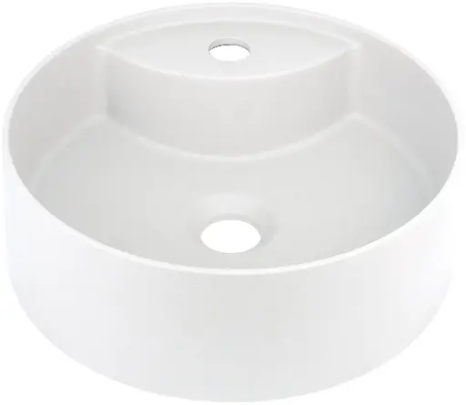 [90-510-0071] Lavabo rond à poser en granit, avec plage de robinetterie